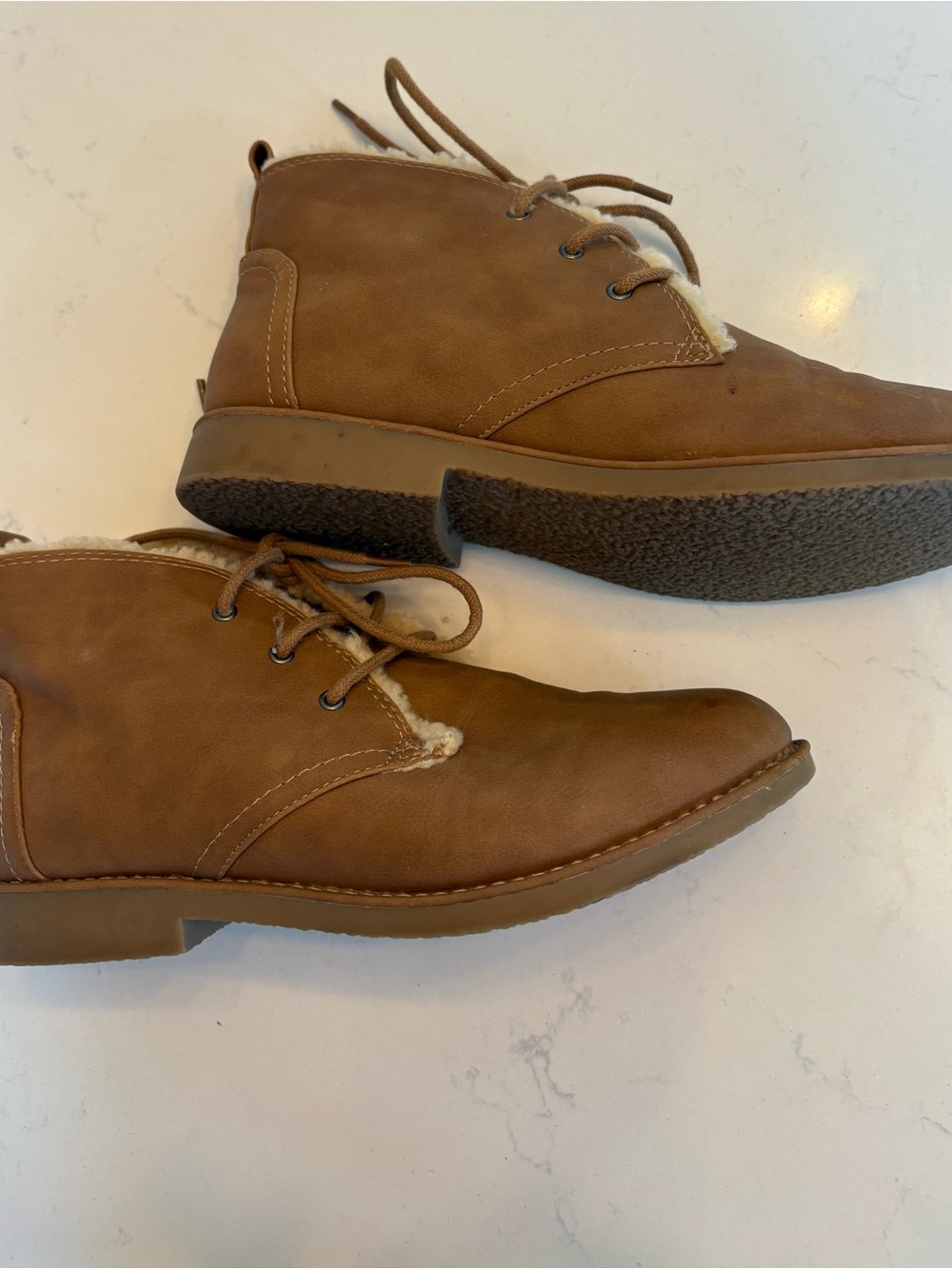 Seven Dials Women's Tan Lace-Up Shearling Trim Boots Size 9